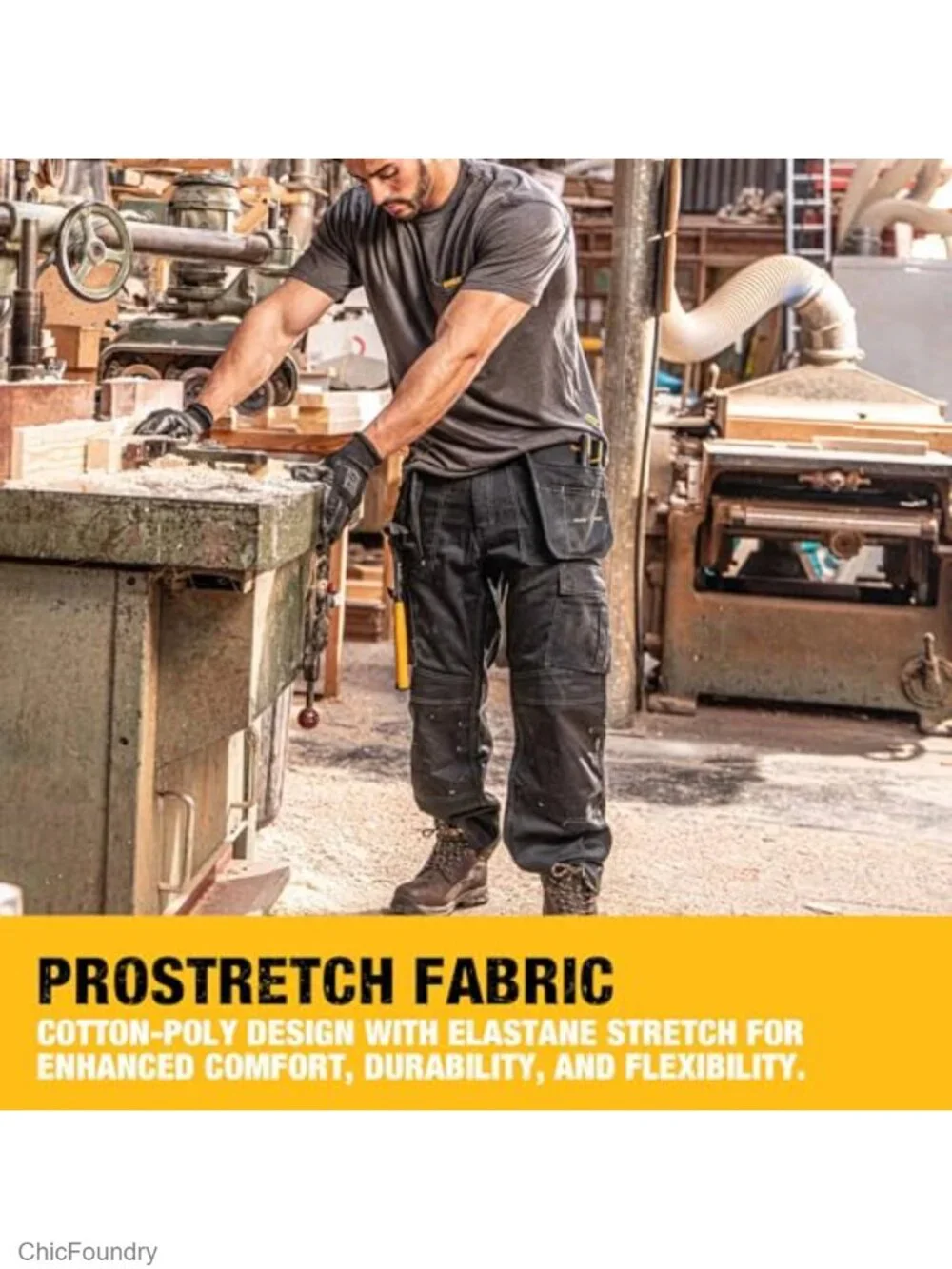 Men's Loose Fit Work Pants with Holster Pockets, Cotton Blend Stretch